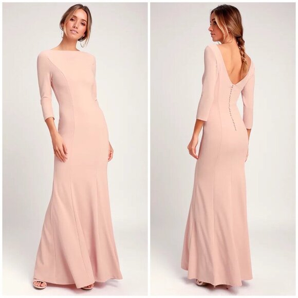 NWT Glamour Galore Blush Pink Button Back Maxi Dress Womens Large - Picture 4 of 12